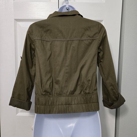 Ann Taylor Loft Crop Field Jacket military green Gorpcore Olive girl Bella Swan - Picture 3 of 9